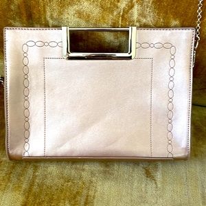 MC est. 1946 Rose Gold Clutch with Gold Accents and Chain - NWOT